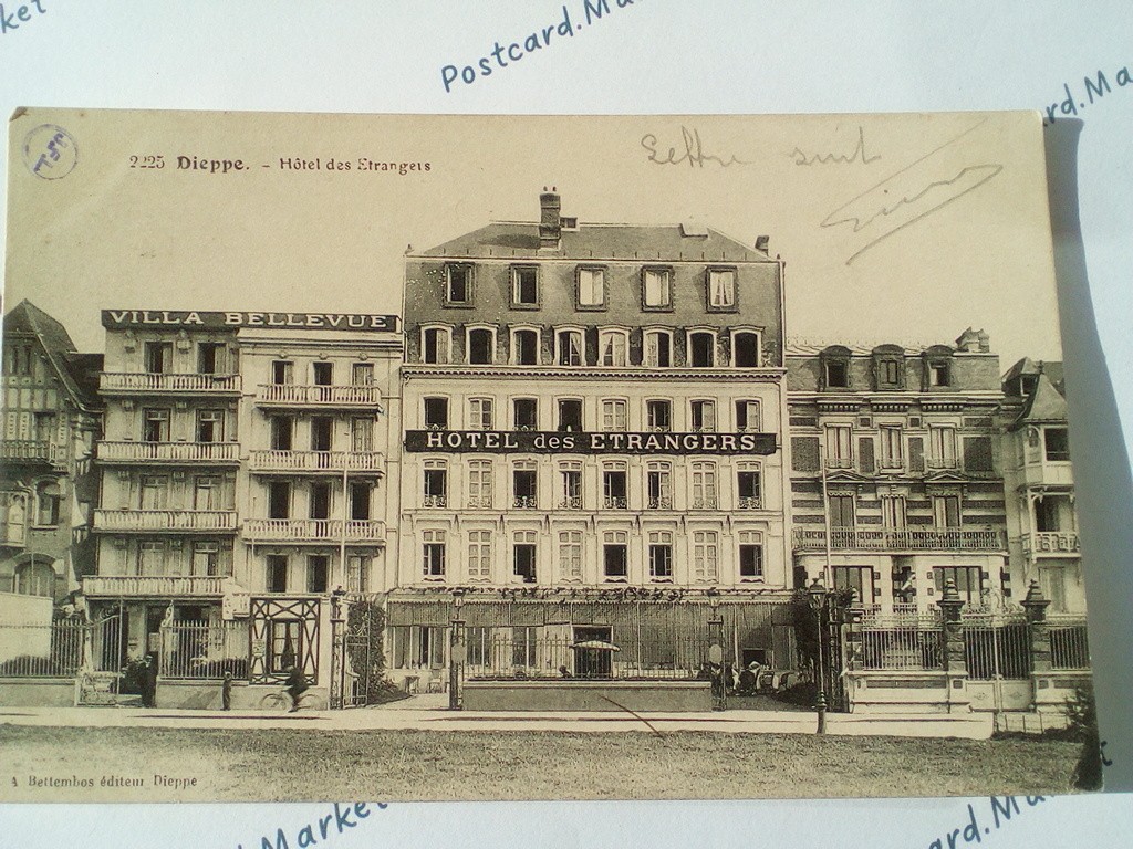 /France/Dieppe/FR_place_1916_Dieppe. Hotel des Etrangers. Hospital Militaire postmark.jpg